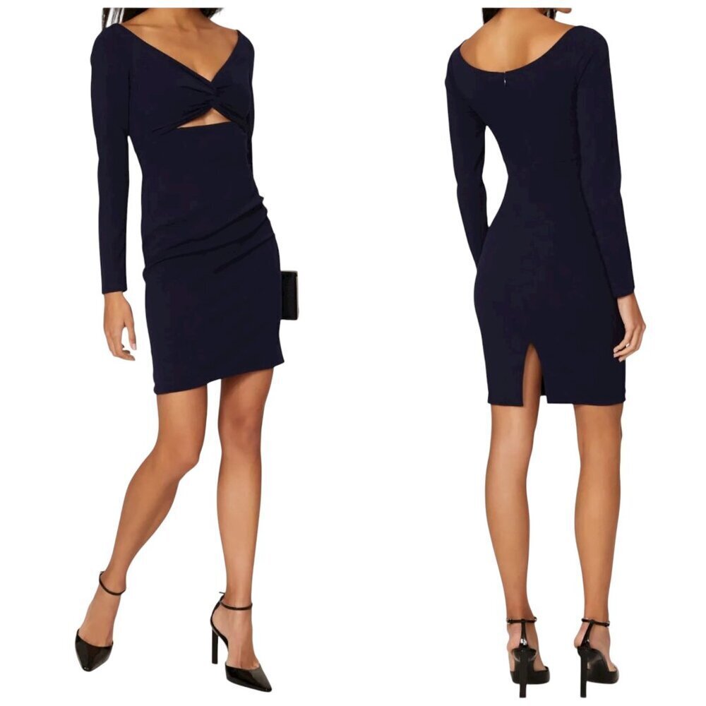 Dress the Population Jade Cutout Bodycon Dress Navy Long Sleeve Small